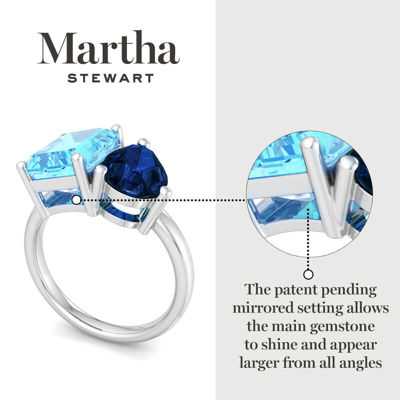 Martha Stewart 4 3/4ctw. Blue Topaz & Sapphire Two Stone Ring In Sterling Silver image number null